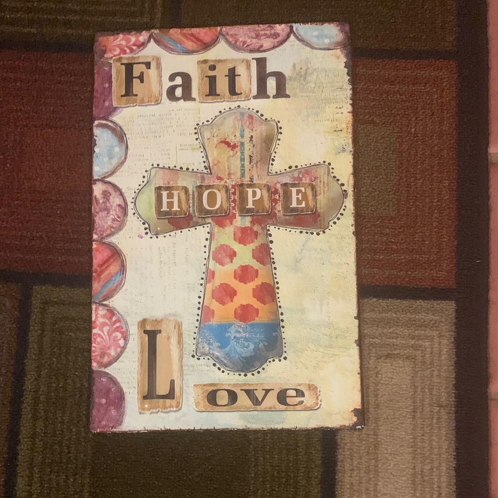 Hobby Lobby Faith Hope Love Cross Wall Art with Multicolor Accents